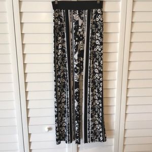 Black & White Floral Print Palazzo Pants